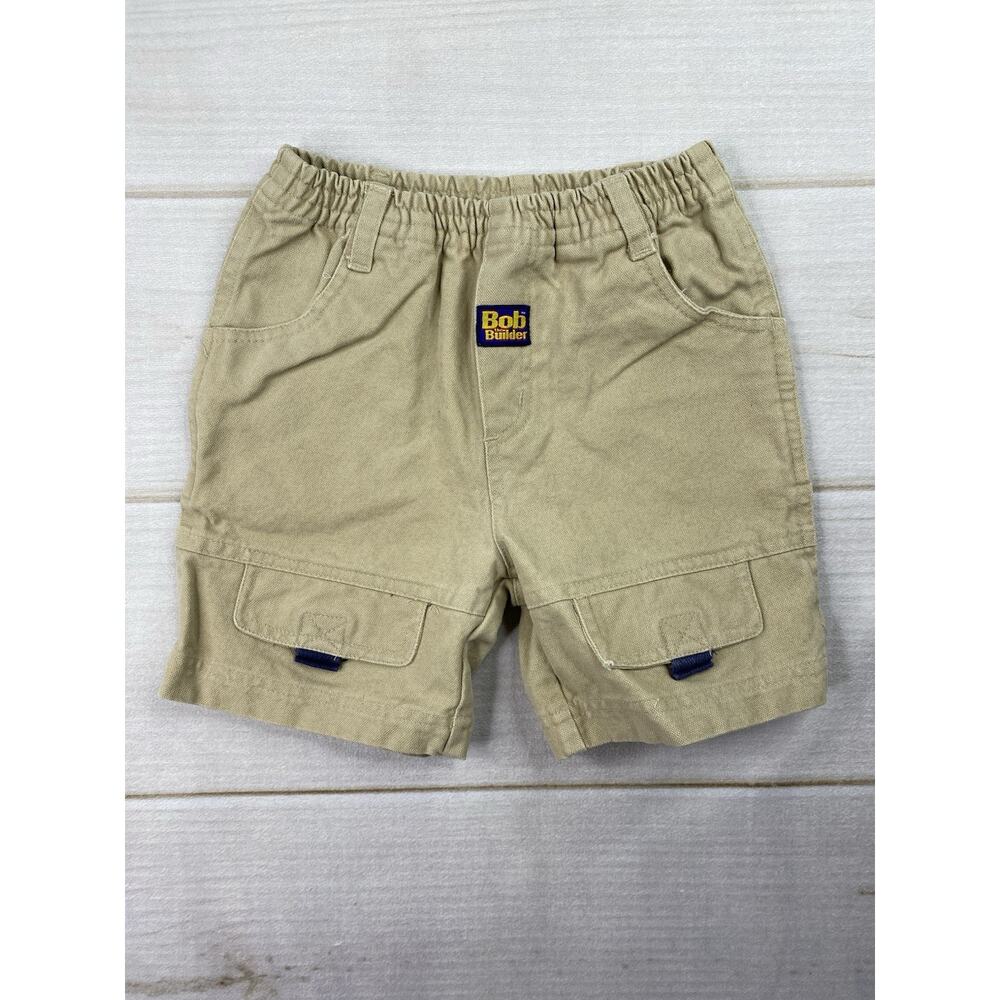 Y2K Vintage Bob The Builder Canvas Cargo Shorts 3T Elastic Waist Set Toddler